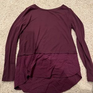 LOFT Burgundy Layered Long Sleeve Top